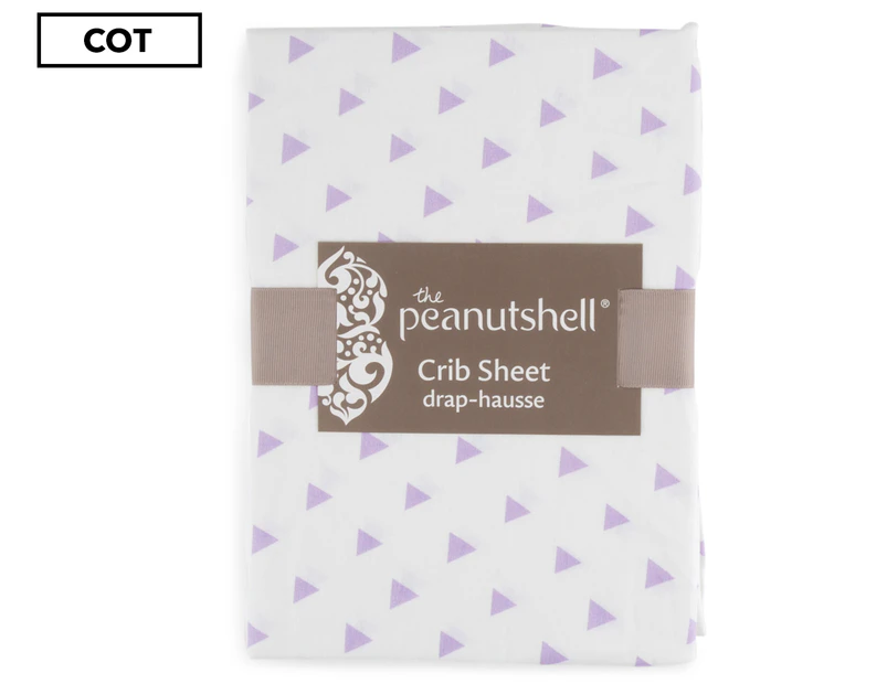 The Peanut Shell Triangles Fitted Crib Sheet - White/Purple