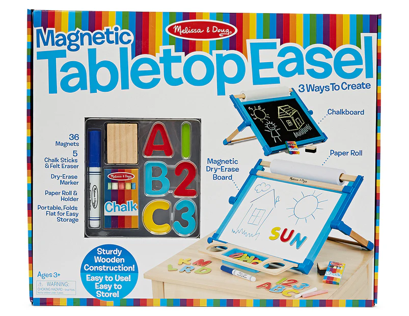 Melissa & Doug Double-sided Magnetic Tabletop Art Easel - Dry-erase Board  And Chalkboard : Target