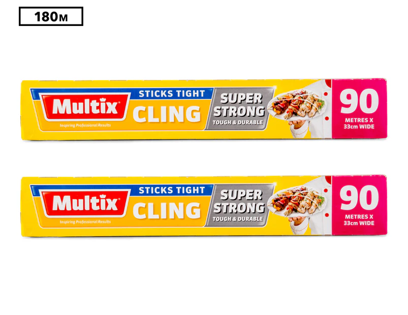 2 x Multix 90m x 36cm Super Strong Cling Wrap