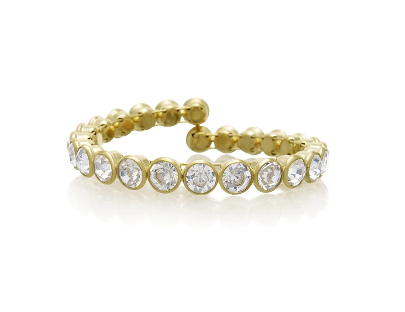 10 Carat Crystal Bezel Set Bangle, Gold Overlay