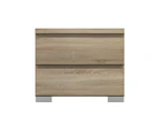 Elara 2 Drawer Bedside Table Slanted Drawers No Handles Room Storage Nightstand Bedroom - Light Sonoma Oak