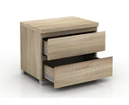 Elara 2 Drawer Bedside Table Slanted Drawers No Handles Room Storage Nightstand Bedroom - Light Sonoma Oak