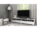 Elara High Gloss Entertainment Unit Storage Cabinet 2 Drawer 4 Compartment Furniture TV Stand - White