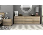 Elara 2 Drawer Bedside Table Slanted Drawers No Handles Room Storage Nightstand Bedroom - Light Sonoma Oak