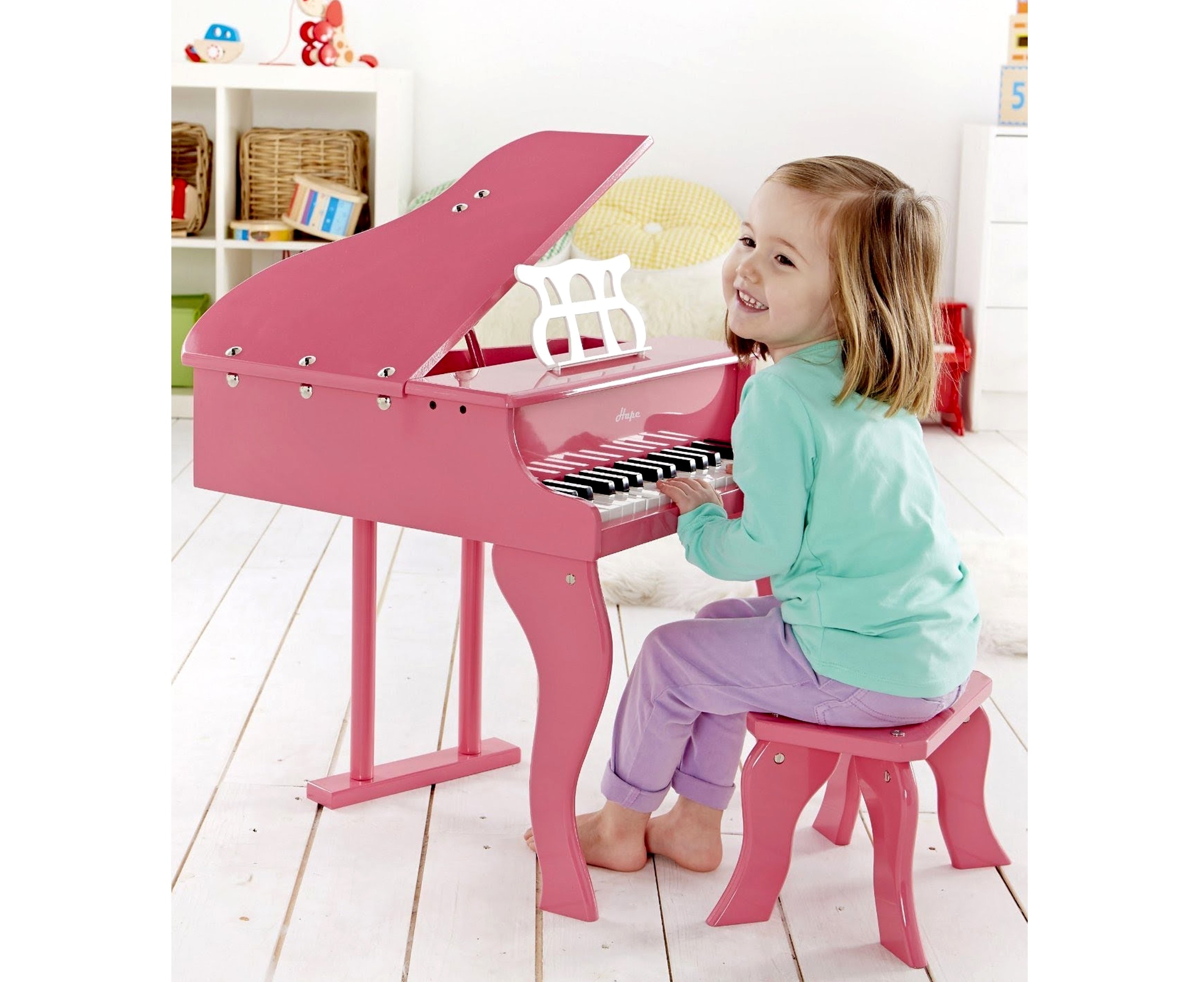 Hape Happy Melody Pink Grand Piano 30 Keys With Stool Musical Toy   595f2c2d75369504662691 