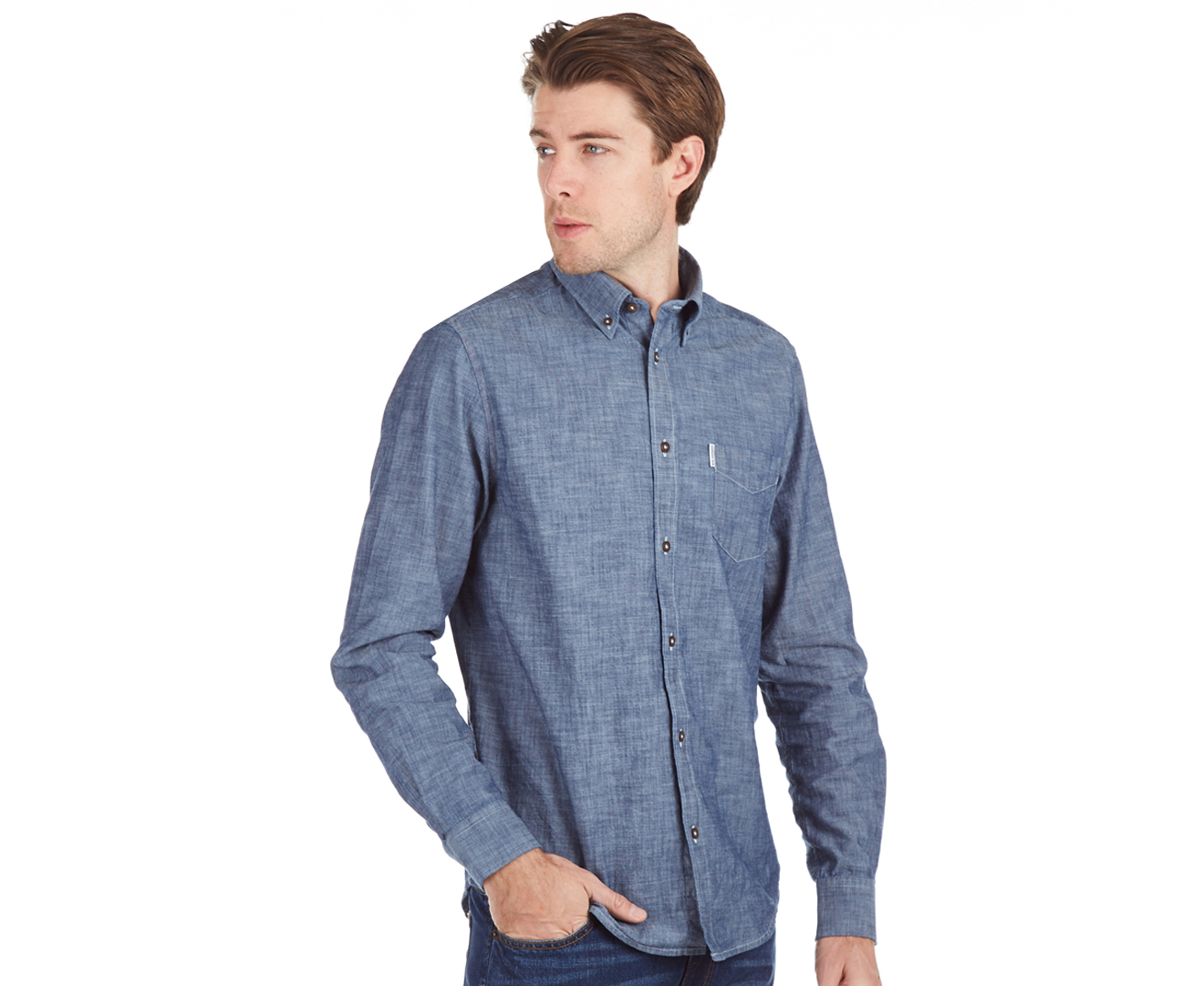 Ben Sherman Men's New Chambray Shirt - Navy Blazer | Www.catch.com.au