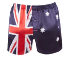 Mitch Dowd Men's Australian Flag Satin Boxer - Blue