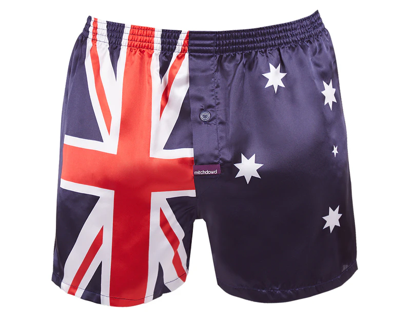 Mitch Dowd Men's Australian Flag Satin Boxer - Blue