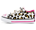 Skechers Girls' S Lights Shuffles Sparkle Sass Shoe - White/Hot Pink/Black