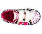 Skechers Girls' S Lights Shuffles Sparkle Sass Shoe - White/Hot Pink/Black