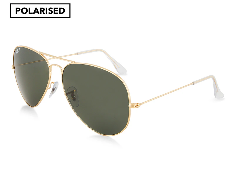 Ray-Ban RB3025 Aviator Polarised Sunglasses - Gold/Green