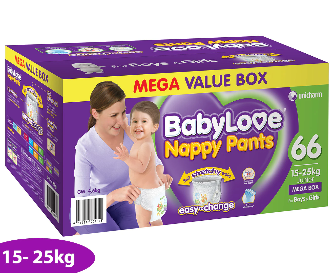 BabyLove Nappy Pants Mega Box 15-25Kg Junior 66-Pack