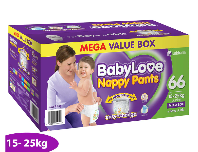 BabyLove Nappy Pants Mega Box 15-25Kg Junior 66-Pack
