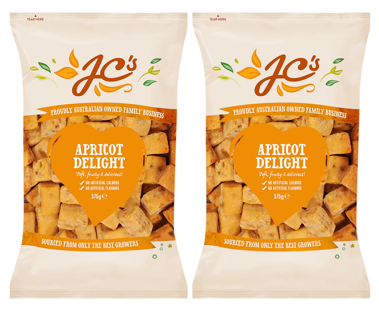 2 x J.C's Apricot Delight 375g