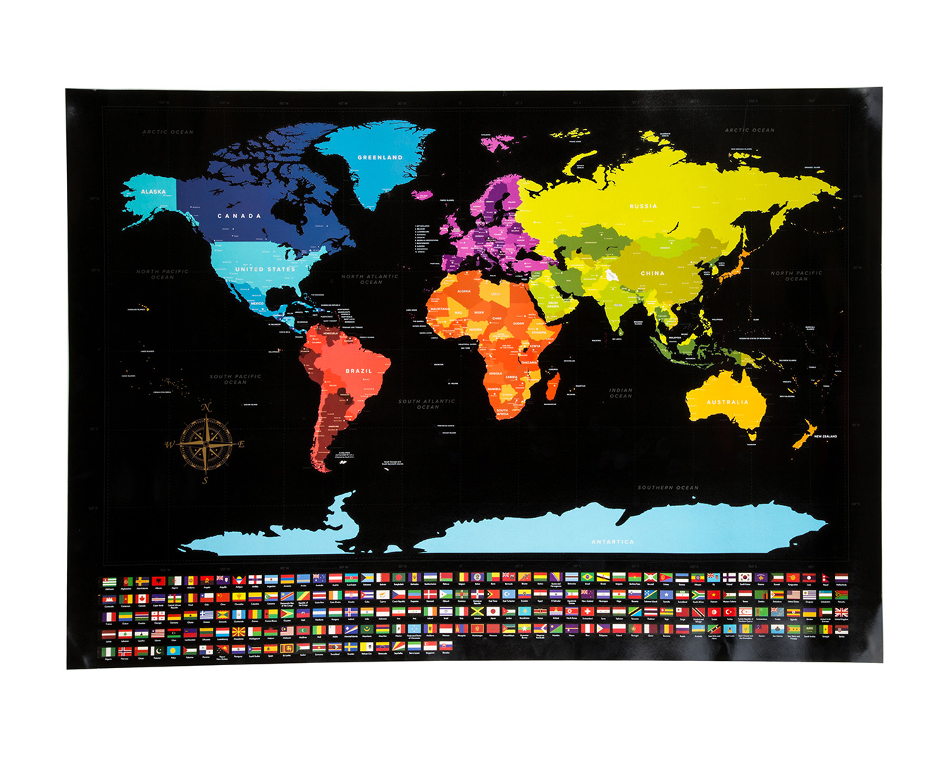 World Scratch Map Black