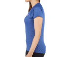 The North Face Women's Short Sleeve Reaxion Amp V-Neck Tee - Patriot Blue Heather/Powder Blue