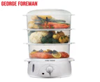 George Foreman GF3TSM 3-Tier Food Steamer - White/Clear