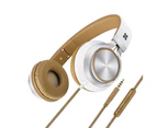 Promate 'Spectrum' Universal Over-Ear Wired Headset with soft headband cushion, Metal headband-Brown