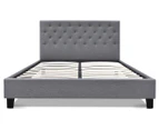 Premium Linen Double Bed Frame & Headboard Set - Dark Grey