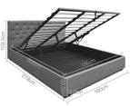 Premium Linen Gas Lift Queen Bed Frame & Headboard Set - Dark Grey