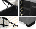 Premium Linen Gas Lift Queen Bed Frame & Headboard Set - Dark Grey