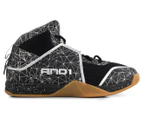 AND1 Men's Havok Mid Basketball Shoe - Black/Silver/Gum