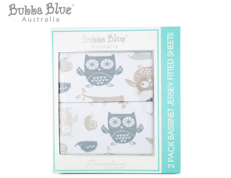Bubba Blue Mod The Owl Bassinet Jersey Fitted Sheets 2-Pack