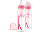 Dr Brown's 250ml Baby Bottle Narrow Neck Options Pink Twin Pack