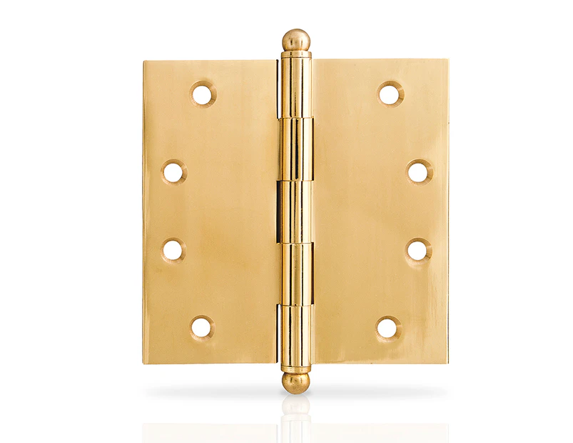 Trio 100x100mm Ball Tipped Butt Hinge - Polished Brass