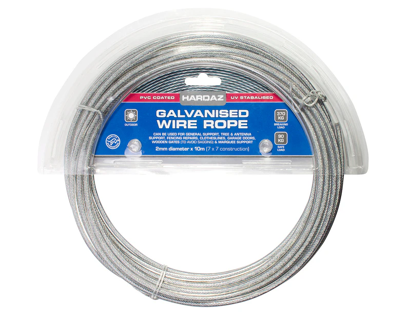 10 x Hardaz 10m PVC Coated Threaded Wire Rope - Silver