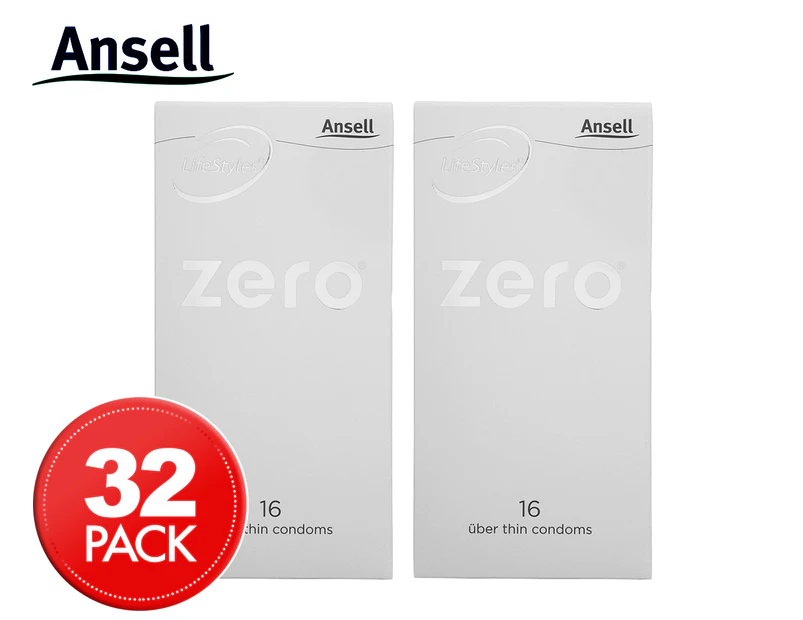2 x Ansell LifeStyles Zero Condom 16pk