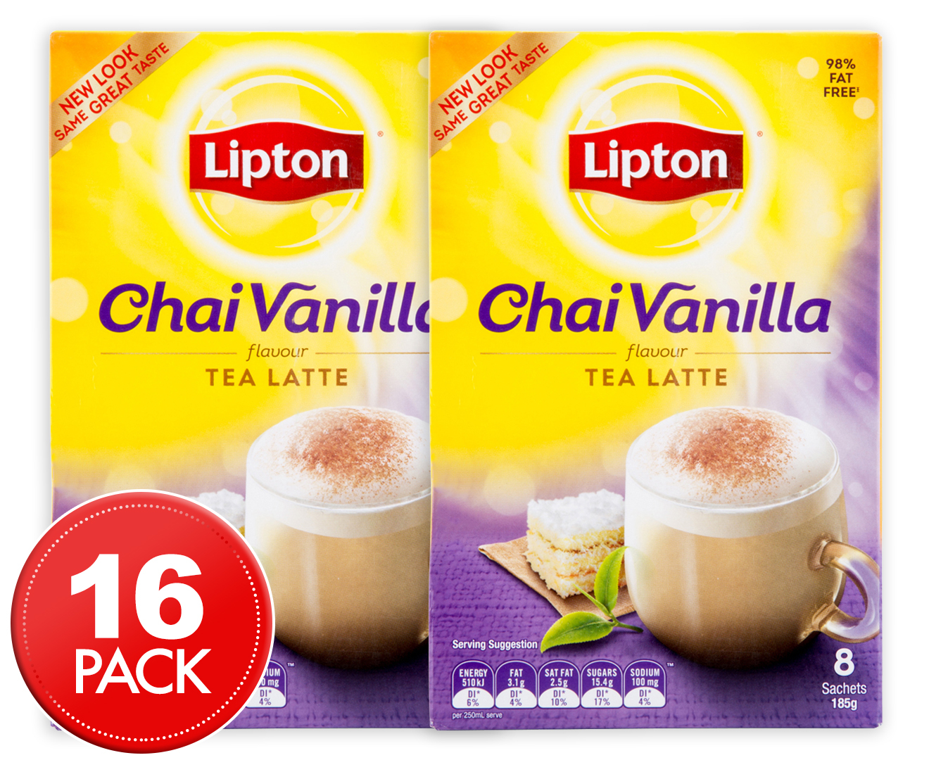 2 x Lipton Chai Vanilla Tea Latte 185g 8pk Scoopon Shopping