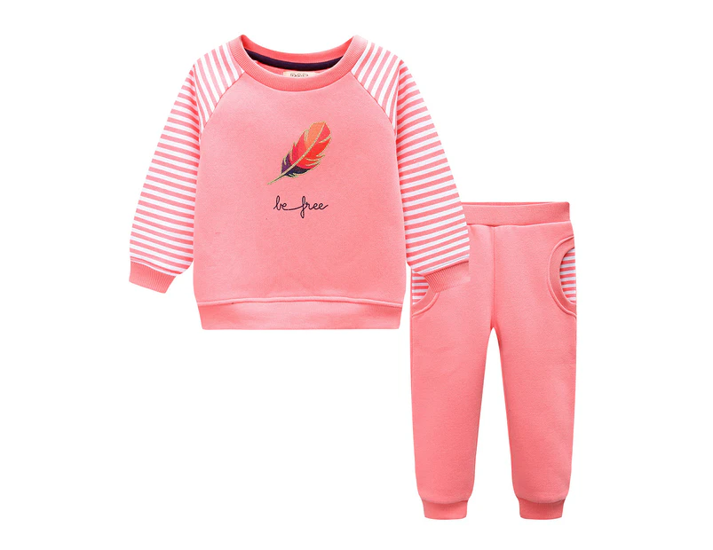 BQT Baby/Toddler Feather Fleecy 2 Piece Set - Dusty Pink