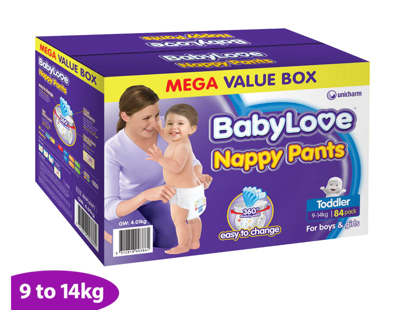 BabyLove Nappy Pants Mega Box 9-14kg Toddler 84pk