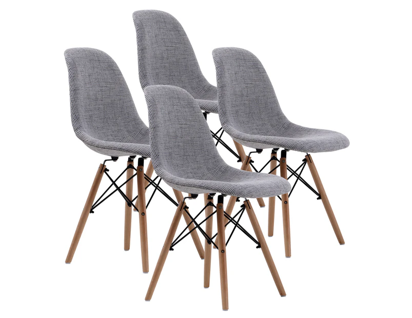 Set of 4 Replica Eames DSW Dining Chairs - Grey