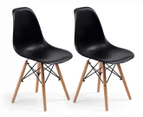 Set of 2 Replica Eames DSW Dining Chairs - Black