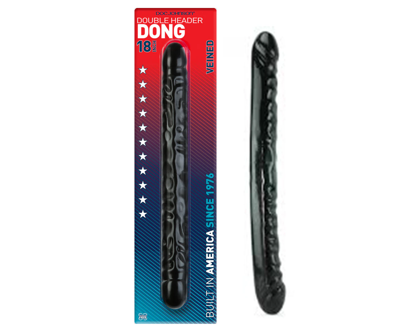 Doc Johnson 18-Inch Veined Double Header Dong - Black