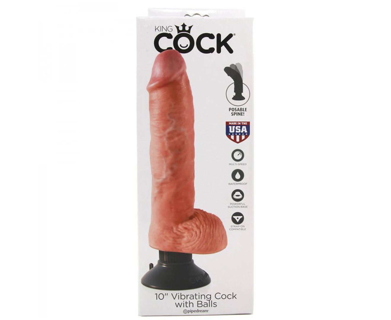 10" Vibrating Cock With Balls (Flesh)