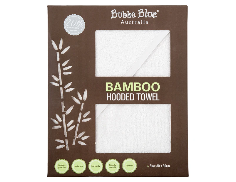 Bubba Blue 80x80cm Bamboo Hooded Towel - Optical White