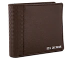 Ben Sherman Men's Gingham Embossed Billfold Wallet - Chocolate