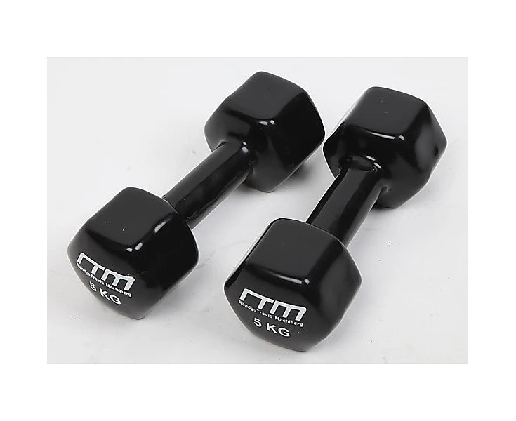 5kg Dumbbells Pair PVC Hand Weights Rubber Coated