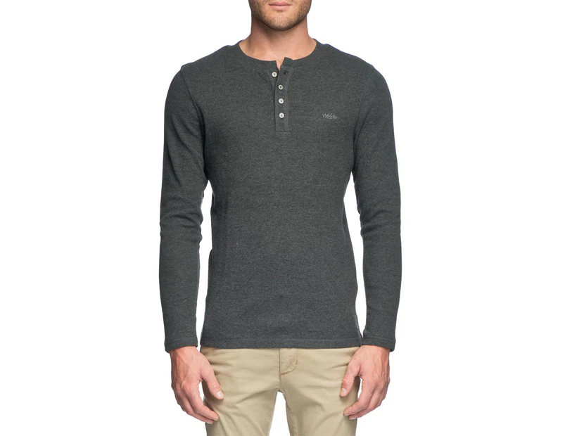Mossimo Men's Wilmont Henley Waffle Sweat - Charcoal Marle