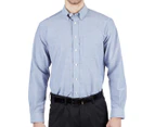 NNT Men's Long Sleeve Button Down Under Collar Shirt - Navy/White