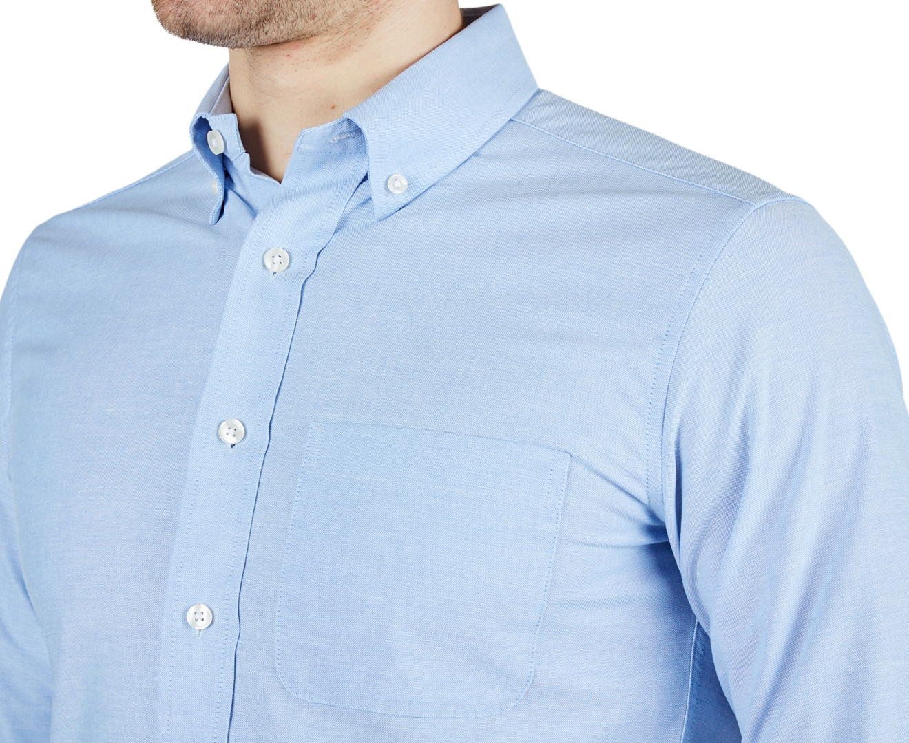 NNT Men's Long Sleeve Button Down Under Collar Shirt - Blue/White ...