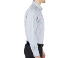 NNT Men's Long Sleeve Shirt - Grey/White Stripe