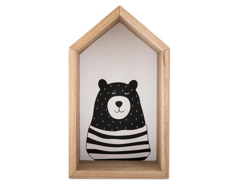 Bear House Shelf - Black/White/Natural