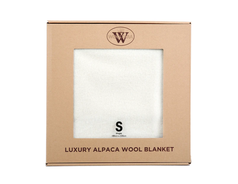 Wooltara Luxury 350GSM Alpaca Wool Blanket Cream Single Bed