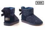 OZWEAR Connection Kids' Bailey Bow Corduroy Sparkling Boots - Glitter Navy