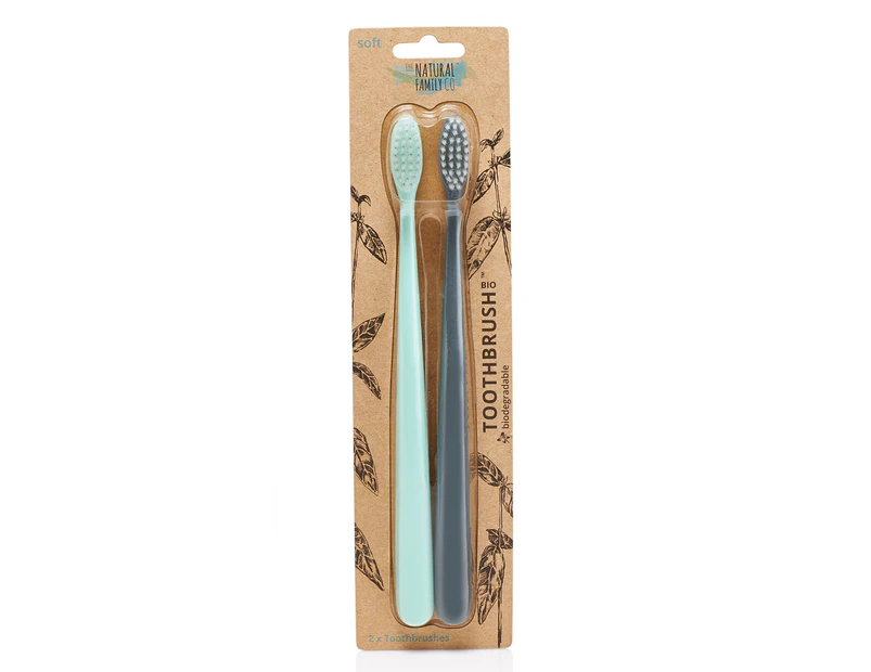 The Natural Family Co. Bio Toothbrush 2 Pack - River Mint/Monsoon