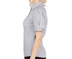 NNT Women's Short Sleeve Shirt w/ Cuff - Black/White Stripe